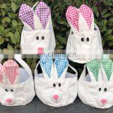 Cute Bunny Plush Easter Basket Rabbit Face Printed Various Colors Bunny Bag for Easter Day Easter Bunny Bucket thumbnail-7