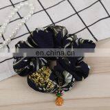 Ladies Winter Ruched Hair Rope Plain Color Imitation Pearl Pendant Charms Ponytail Holder Geometric Large Intestine Scrunchies thumbnail-5