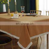 Custom Washed Cotton Banquet Wedding Solid Tablecloth With Tassel thumbnail-4