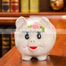 Children Gift Home Decoration Rose Colorful Pig Shape Ceramic Money Box Saving Box thumbnail-3