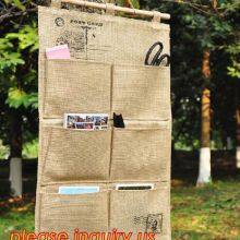 Manufacturer Natural Jute Canvas Fabric Wall Hanging Storage Organizer Carriage Bag,Wall Hanging Pocket Storage Organize thumbnail-4