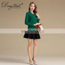 Crew Neck Knitted Cashmere Wool Mix Spring Women Sweater Cardigan With Button thumbnail-3