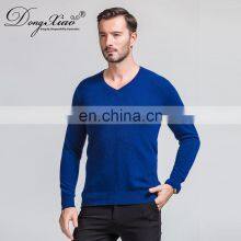 High Quality 100% Merino Wool V-Neck Knitted Sweater for Men Basic Style Plus Size Solid Pattern thumbnail-6