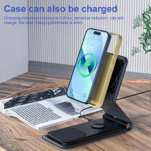 3-in-1 Multi Wireless Mobile Phone Foldable Magnetic Wireless Charger for IPhone thumbnail-3