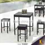 Wholesale good quality black rattan furniture bar set with table and chairs