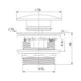 Polished Chrome Toe Touch Bath Drain Thread Bathtub Drain Stopper Push Pop-Up Drain With Overflow thumbnail-2