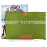 Green Color Felt Laptop Sleeve Button Close Notebook Bag For Protecting thumbnail-2