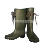 fashion PVC rain boots with shoe lace,high quality working boots women,OEM jelly shoes cheap