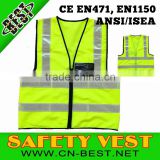 Wholesale 2014 News OEM 100% polyester high quality highway waistcoat with zipper & ID pockets