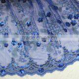 Organza Colorful Litter Sequin Flower Indian Fabric Silk African Fabric CL2028-2 Sky Blue thumbnail-1