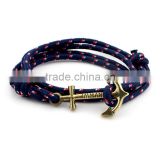 Hot Sale Wholesale fashion unisex nylon nautical rope couple anchor bracelet