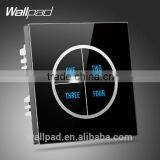 Wholesaler Wallpad Black Tempered Glass 110~250V 4 Gang 1 Way Touch Light Switch thumbnail-1