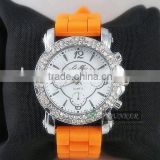 Silicone Rhinestone Sport Watch, Unisex Silicone Stainless steel Watch(Japan Movt Wateproof)