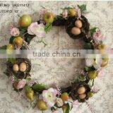 Hot Sale 10" Artificial Polyster Rose&Fruit With Eggs Easter Wreath thumbnail-1