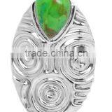 Solid 925 Sterling Silver Green Copper Turquoise Pendant Jewellery thumbnail-1