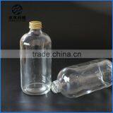 16oz Clear Boston Round Glass Bottle Transparent Boston Bottle With Aluminium Screw Cap thumbnail-3