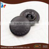 Engraved Logo Black Leather Shank Button