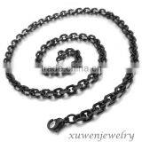 4.3mm Wide Black Tone Stainless Steel Necklace Rolo O Cable Chain
