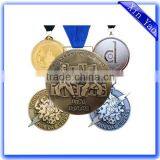 High End Custom Shaped Zinc Alloy Sports Medals With Ribbon