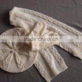 TYTP003 Winter Children' White Fashion Scarf, Hat & Glove