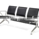 Hot selling medical center furniture stainless steel waiting seat with chromed arm and leg