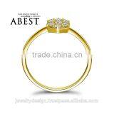 Cluster Solitaire Ring 10K Yellow Gold Micro Pave Engagement Wedding Ring Lady's Fashion Jewelry Ring thumbnail-2