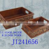 Square wooden and coconut shell fruit tray