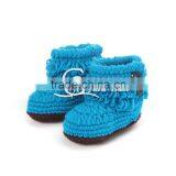 Hot selling newborn kids winter shoes, fluffy faux fur women soft boot, crochet and knitted mini socks