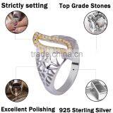 Pure Silver Hollow Out Life of Tree Branches Net Leaf Ring With Gold Plated thumbnail-2