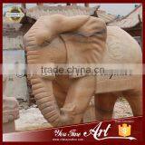 Outdoor Red Marble Elephant Animal Sculpture thumbnail-2