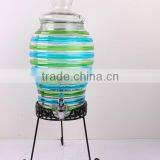 Colored Glass Beverage Jar With Pump thumbnail-1