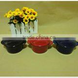 2014 Round High Quality Two Handles Colored Ceramic Bakeware Plate Set thumbnail-5