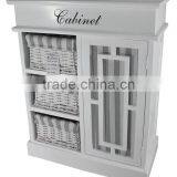 Heze Vintage Rustic Furniture Wood With Willow Basket thumbnail-3