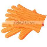 Non-Slip Food Grade Oven Mitts, Pot Holder for Cooking, Baking, Barbeque (BBQ), Cooking 5-Finger Protective Kitchen Gloves thumbnail-2