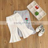2017 Wholesale Kids Girl Bell Bottom Pants of Rose Embroidery Girls 3/4 Pants thumbnail-1