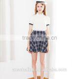 Best Selling Girls Campus High Waist Red or Blue Plaid Skirt Customized thumbnail-2
