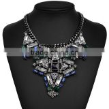 Fashion crystal geometric gems alloy statement necklaces jewelry