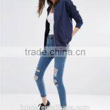 Cheap Price Women Solid Color Bomber Jacket in Jersey thumbnail-6
