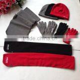 Men &women Windproof Black Color Polar Fleece Winter Scarf Hat Gloves Sets Factory thumbnail-3