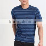 MGOO Slim Fit Horizontal Stripe T-shirts For Men Custom Short Sleeve T Shirt With Pocket thumbnail-3