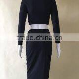 MGOO OEM/ODM Supplier Maded Two Piece Set Women Bodycon Dress Black Long Sleeve Clothing Shealth Prom Dress Z572 thumbnail-6