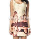 Casual Sleeveless Dress for Women, Sublimation Printing Mini Dress 2015