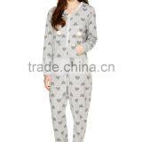Heart Printed Zip up Plus Size Adult Onesie Pajamas
