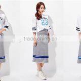 Female Money Navy Blue Printed Knitted Waistband Draw String Dress thumbnail-3