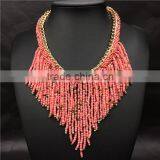 Express Tassel Resin Plastic Beads Multicolor Statement Necklace Jewelry thumbnail-2