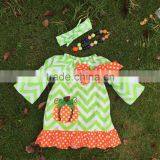 2015 New Arrival Kids Pumpkin Dress Kids Boutique Dress Girl Chervon Halloween Dress Ningbo Baby Kids Wear Firm thumbnail-3