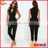 New Style Women Sleeveless Folded Mock Neck Black Jumpsuit 2015 thumbnail-1
