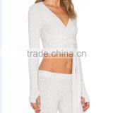 Hot Sale Women's Sexy Sports Wear Belly Breathable Tight Tops Yoga Running Jogging Wear thumbnail-2