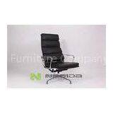 Swivel Black Full Leather Relax Modern Office Chairs With Armrest , High Back