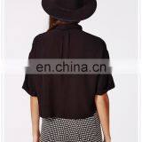 New Fashion Ladies Plain Black Cropped Blouse Simple Designs thumbnail-5
